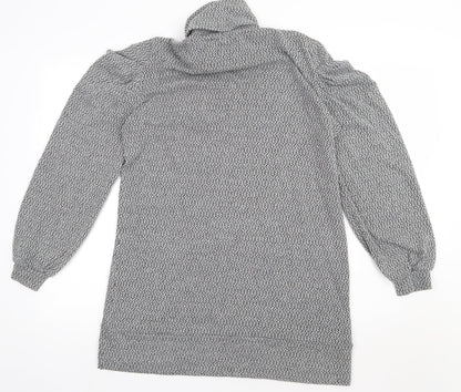 Boohoo Womens Grey  Polyester A-Line  Size 12  Roll Neck Pullover