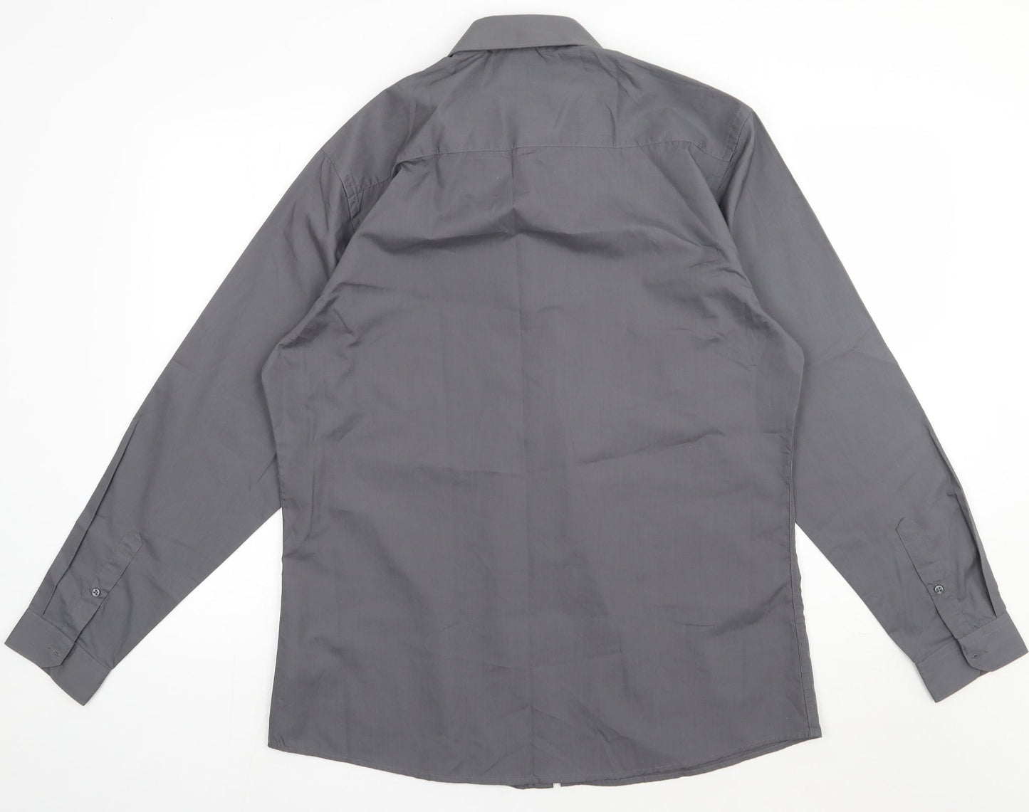 Primark Mens Grey  Polyester  Button-Up Size 16.5 Collared Button