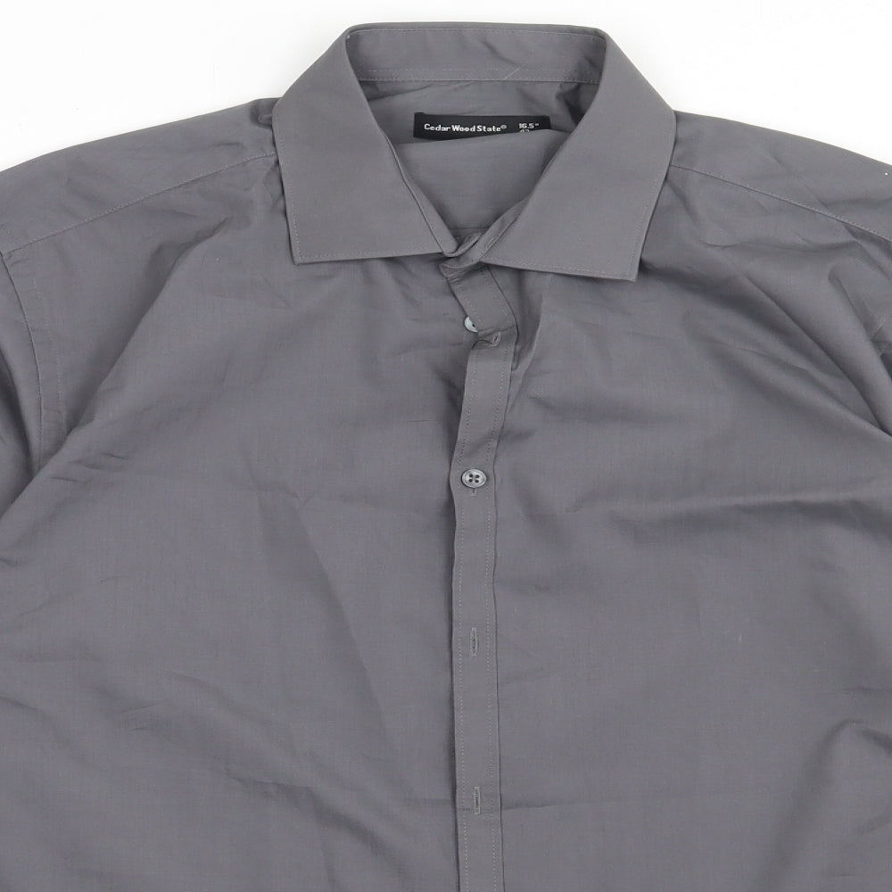 Primark Mens Grey  Polyester  Button-Up Size 16.5 Collared Button