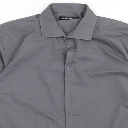 Primark Mens Grey  Polyester  Button-Up Size 16.5 Collared Button