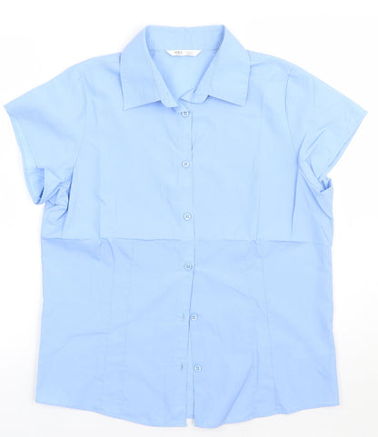Marks and Spencer Boys Blue  Polyester Basic Button-Up Size 14 Years Collared Button - school Wear