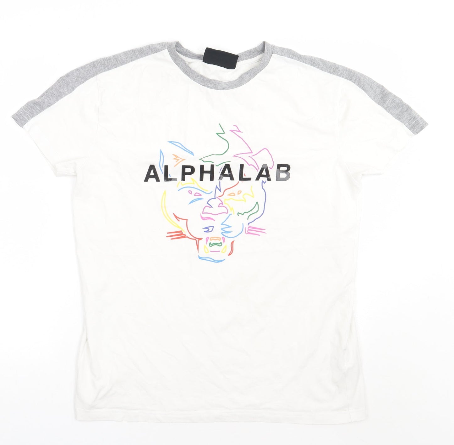 alphalab Mens White  Cotton  T-Shirt Size M Crew Neck