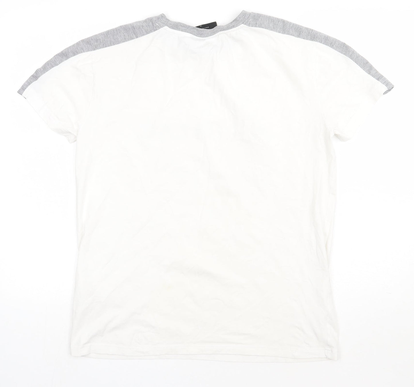 alphalab Mens White  Cotton  T-Shirt Size M Crew Neck