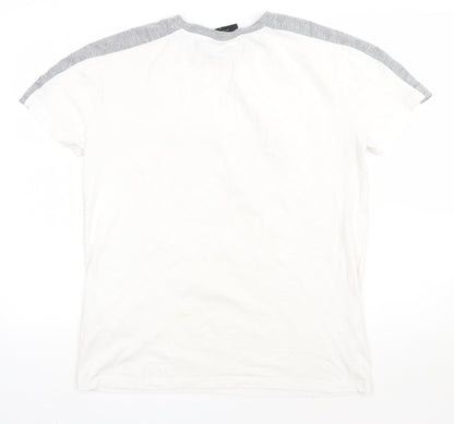 alphalab Mens White  Cotton  T-Shirt Size M Crew Neck