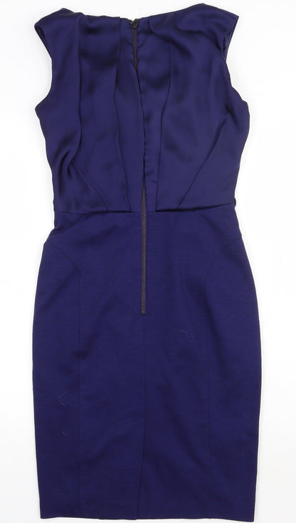 NEXT Womens Purple  Polyester A-Line  Size 6  Crew Neck Zip