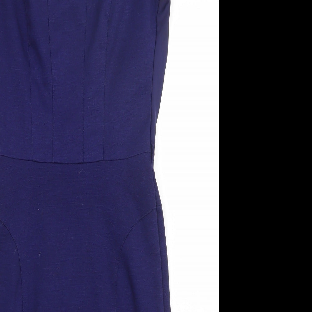 NEXT Womens Purple  Polyester A-Line  Size 6  Crew Neck Zip