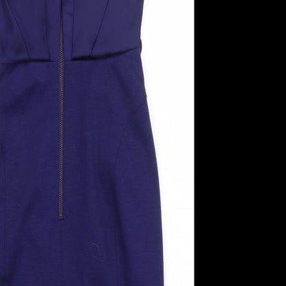 NEXT Womens Purple  Polyester A-Line  Size 6  Crew Neck Zip