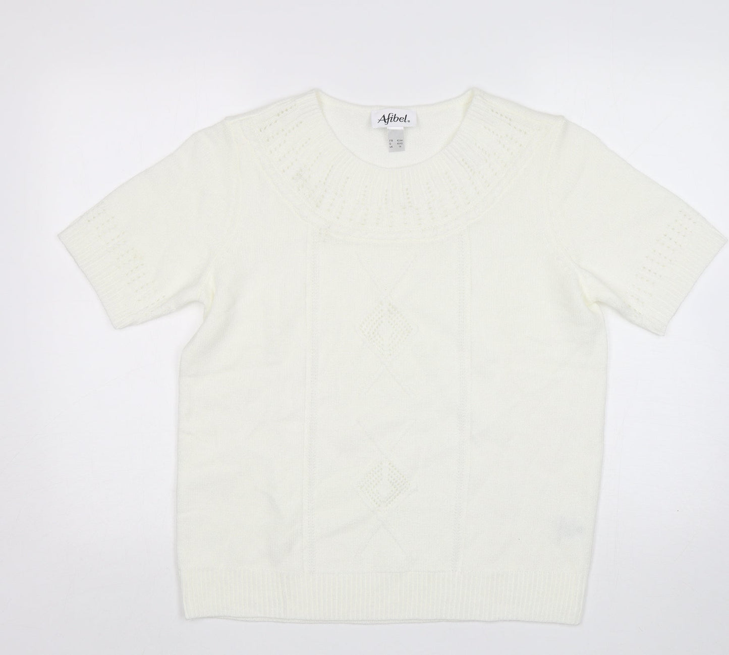 Womens UK Size 14 Afibel White Pullover Jumper