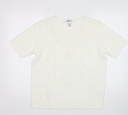Womens UK Size 14 Afibel White Pullover Jumper
