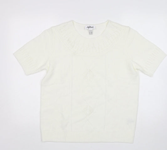 Womens UK Size 14 Afibel White Pullover Jumper