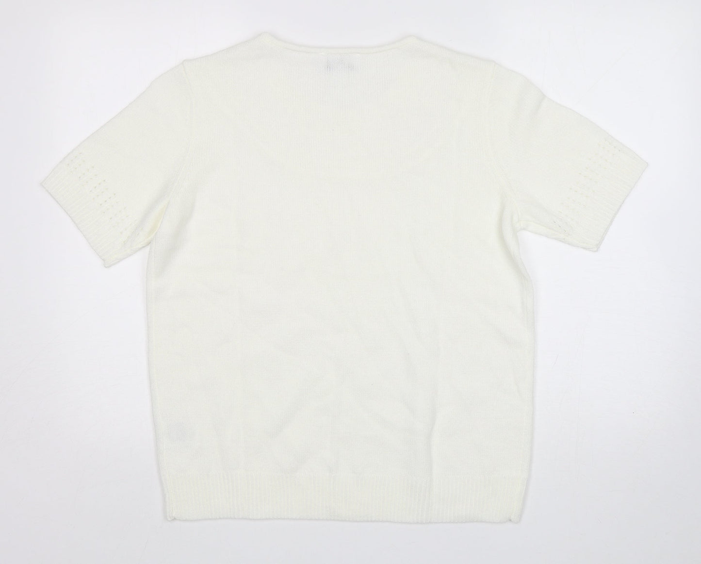 Womens UK Size 14 Afibel White Pullover Jumper