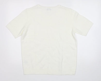 Womens UK Size 14 Afibel White Pullover Jumper