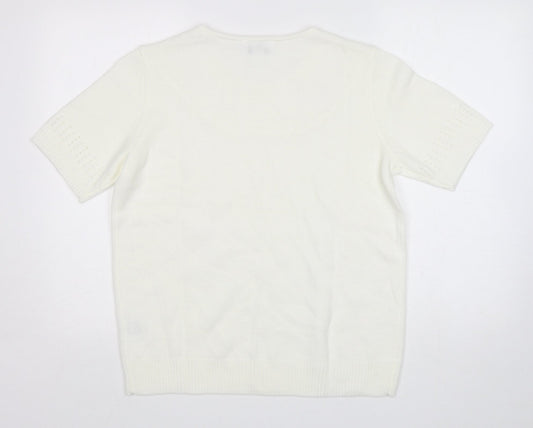 Womens UK Size 14 Afibel White Pullover Jumper
