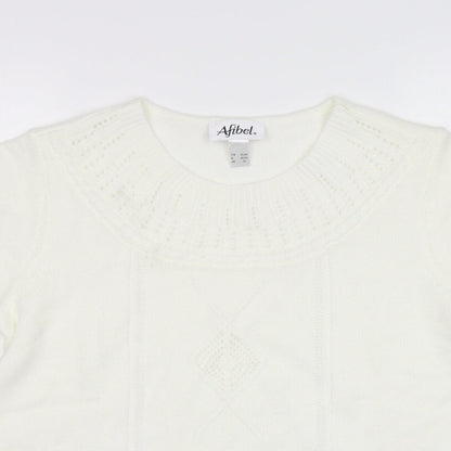 Womens UK Size 14 Afibel White Pullover Jumper