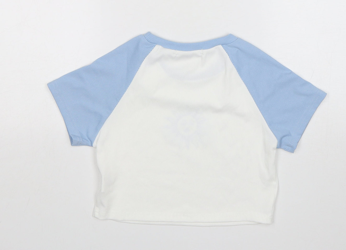 Shein  Womens Multicoloured  Polyester Cropped T-Shirt Size S Round Neck