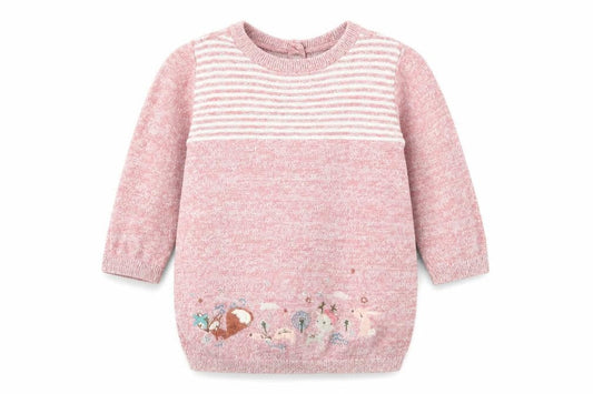 TU Baby Pink Striped Cotton Pullover Jumper Size 3-6 Months  Button