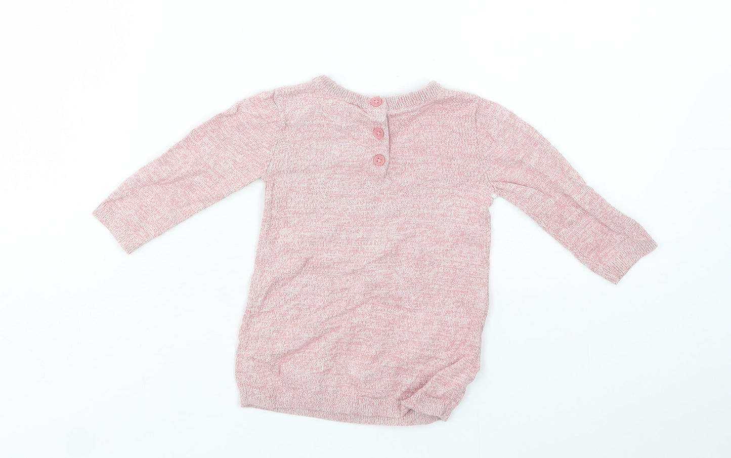 TU Baby Pink Striped Cotton Pullover Jumper Size 3-6 Months  Button