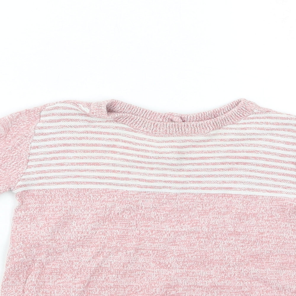 TU Baby Pink Striped Cotton Pullover Jumper Size 3-6 Months  Button