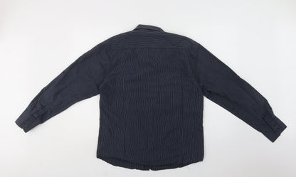 Primark Mens Beige Striped Cotton  Button-Up Size L Collared Button