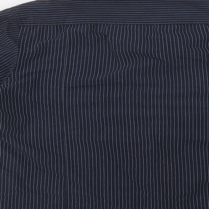 Primark Mens Beige Striped Cotton  Button-Up Size L Collared Button