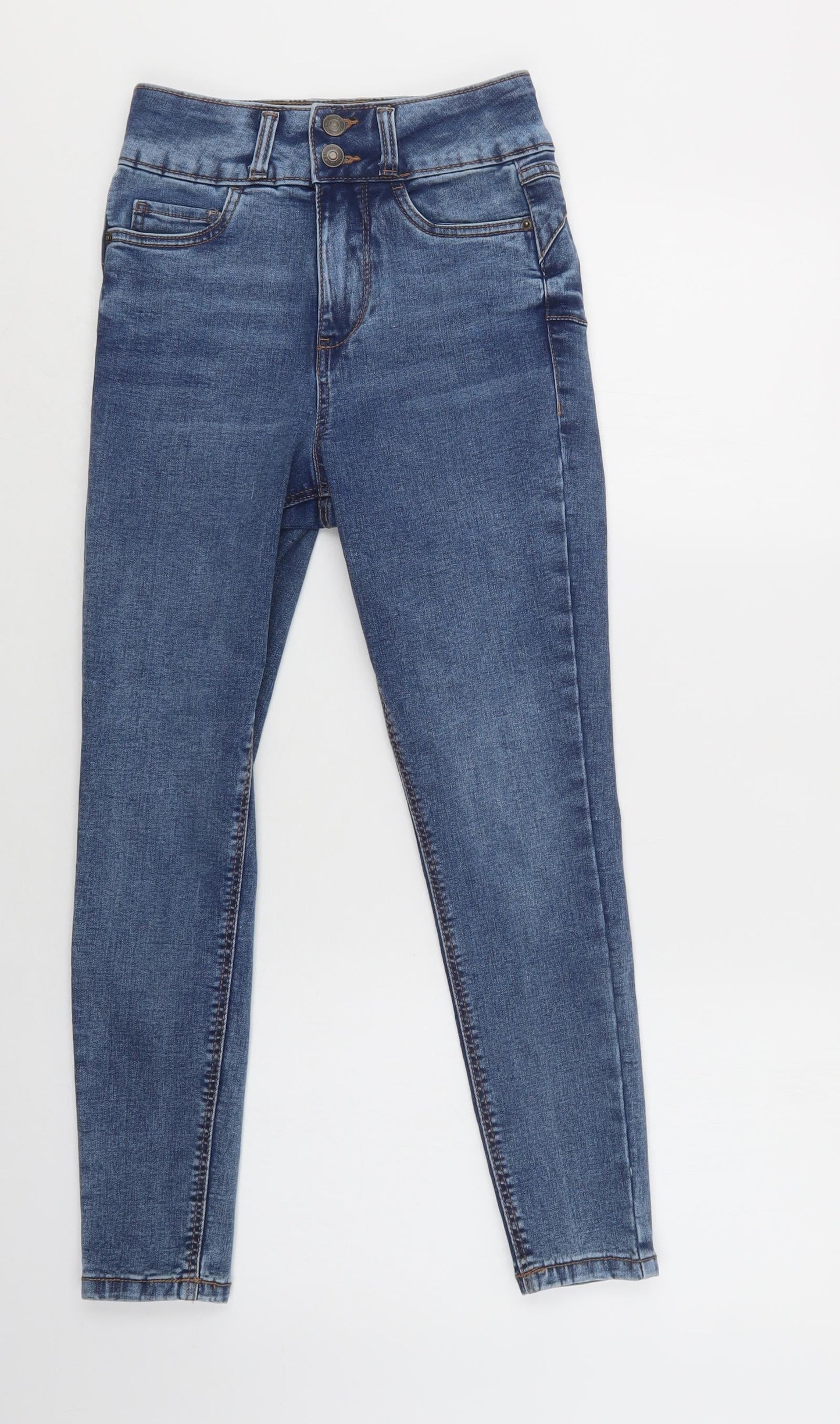 New Look Womens Blue  Cotton Skinny Jeans Size 6 L27 in Regular Button