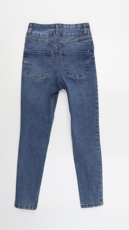 New Look Womens Blue  Cotton Skinny Jeans Size 6 L27 in Regular Button