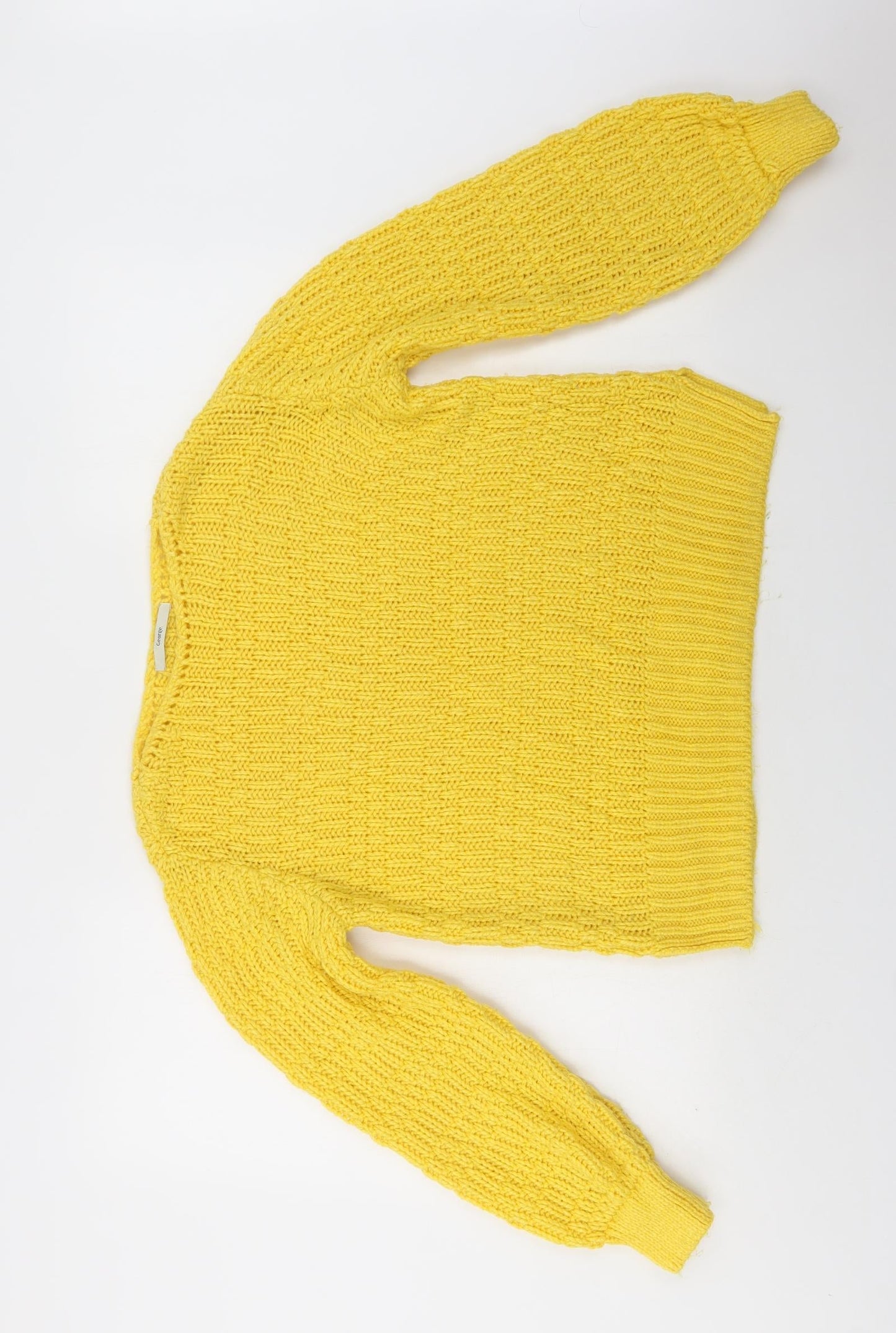 George Womens Yellow Boat Neck  Acrylic Pullover Jumper Size 8