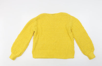 George Womens Yellow Boat Neck  Acrylic Pullover Jumper Size 8