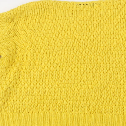 George Womens Yellow Boat Neck  Acrylic Pullover Jumper Size 8