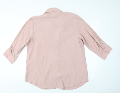 B.B.  Womens Pink  Viscose Basic Button-Up Size XL Collared