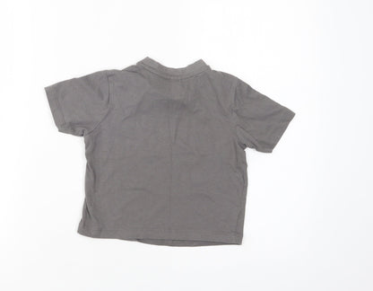 Preworn Girls Green  Cotton Basic T-Shirt Size 2 Years Crew Neck  - Dino