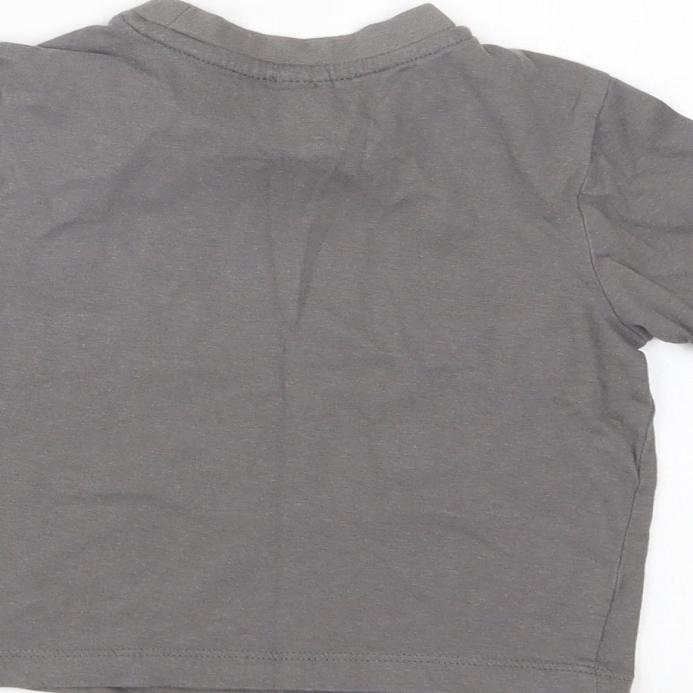 Preworn Girls Green  Cotton Basic T-Shirt Size 2 Years Crew Neck  - Dino