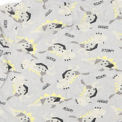 Preworn Boys Grey Geometric Cotton  Pyjama Top Size 2 Years   - Dinosaur Print