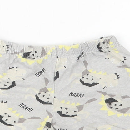 Preworn Boys Grey Geometric Cotton  Robe & Gown Set Size 2 Years   - Dinosaur Print