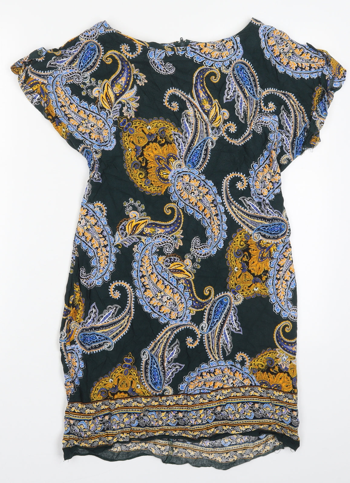 Dorothy Perkins Womens Multicoloured Paisley Viscose Mini  Size 8  Round Neck Zip