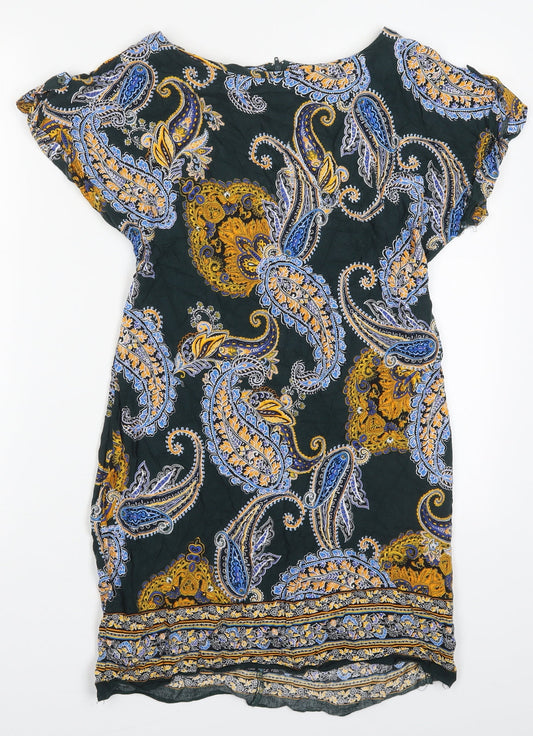 Dorothy Perkins Womens Multicoloured Paisley Viscose Mini  Size 8  Round Neck Zip