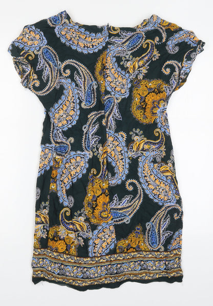 Dorothy Perkins Womens Multicoloured Paisley Viscose Mini  Size 8  Round Neck Zip