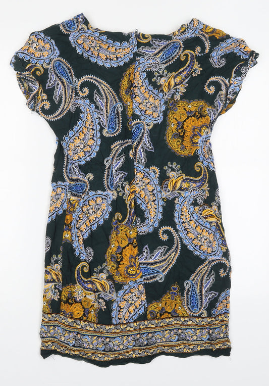 Dorothy Perkins Womens Multicoloured Paisley Viscose Mini  Size 8  Round Neck Zip