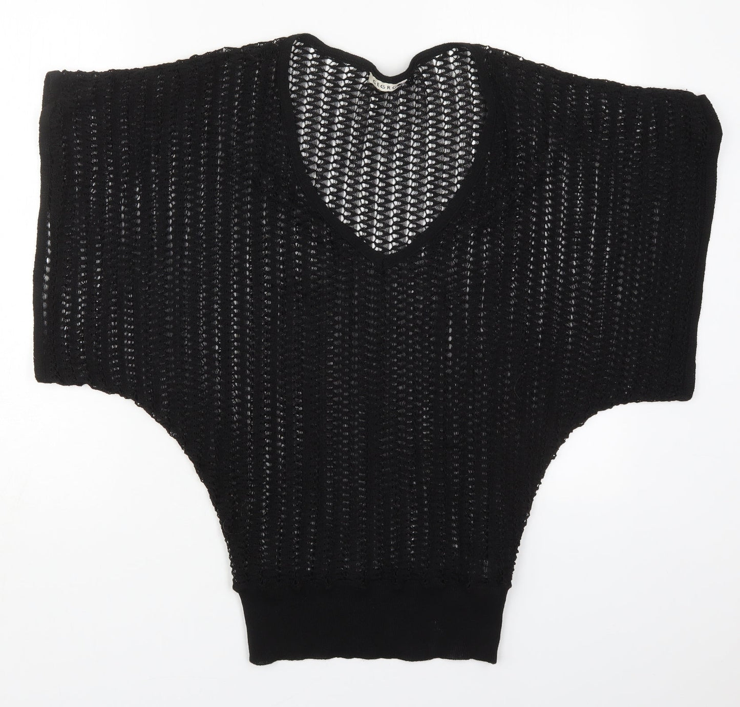 George Womens Black V-Neck  Acrylic Pullover Jumper Size 12