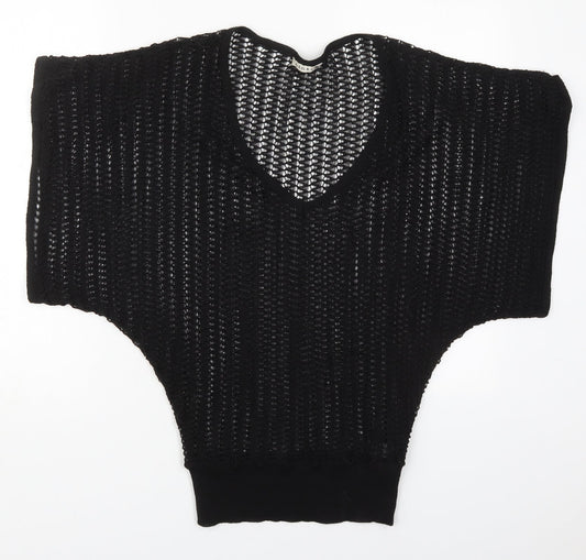 George Womens Black V-Neck  Acrylic Pullover Jumper Size 12