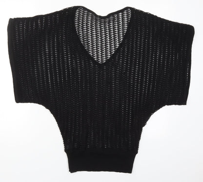 George Womens Black V-Neck  Acrylic Pullover Jumper Size 12