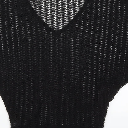 George Womens Black V-Neck  Acrylic Pullover Jumper Size 12