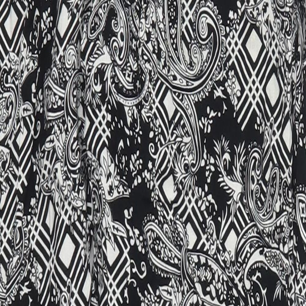 Osha Womens Black Paisley Viscose Trousers  Size 28 in L26 in Regular Drawstring