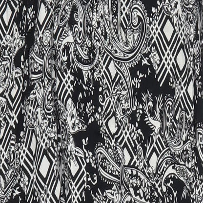 Osha Womens Black Paisley Viscose Trousers  Size 28 in L26 in Regular Drawstring