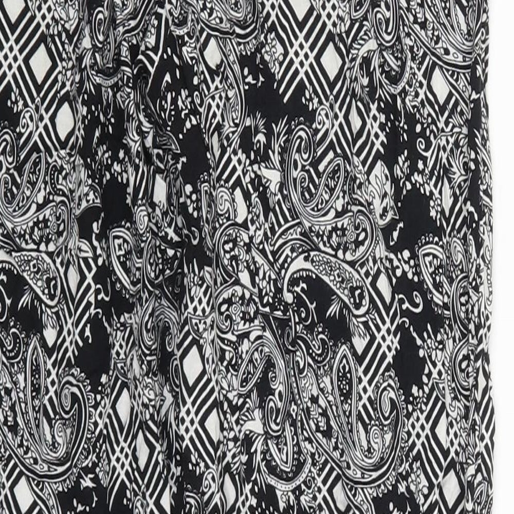 Osha Womens Black Paisley Viscose Trousers  Size 28 in L26 in Regular Drawstring