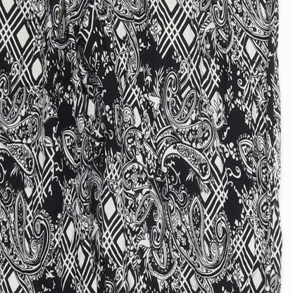 Osha Womens Black Paisley Viscose Trousers  Size 28 in L26 in Regular Drawstring