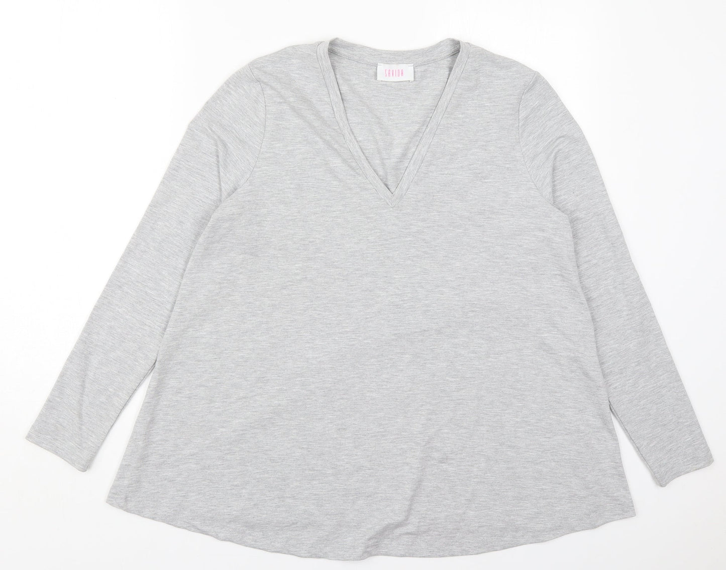 Womens UK Size L Savida Grey Basic T-Shirt