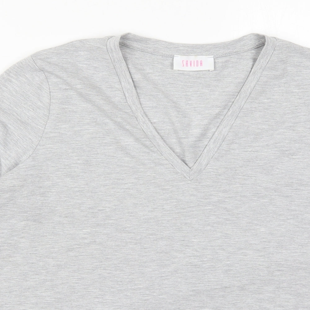 Womens UK Size L Savida Grey Basic T-Shirt