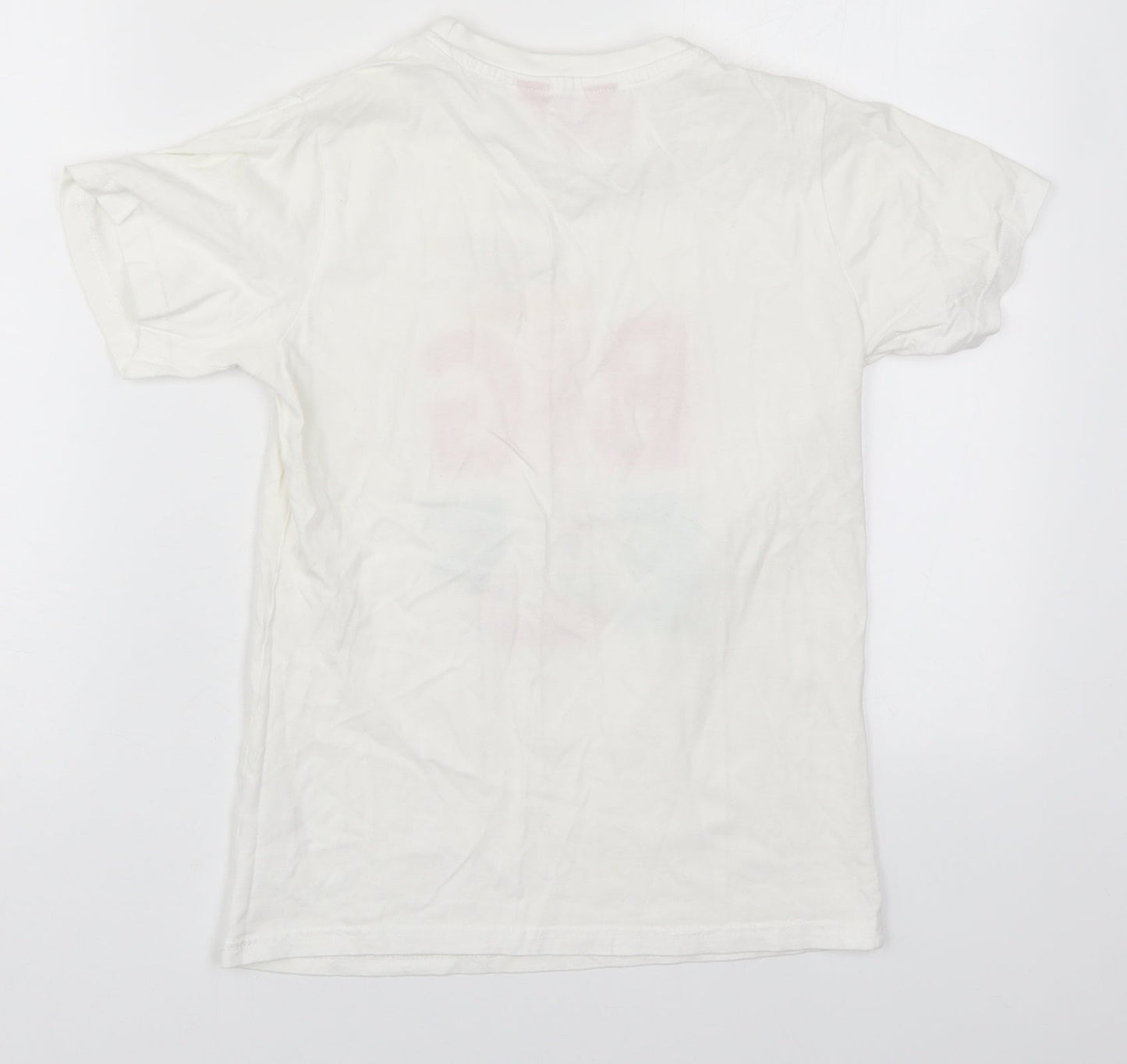 Made By Elves Boys White  Cotton Basic T-Shirt Size 9-10 Years Crew Neck Pullover - Big Elf