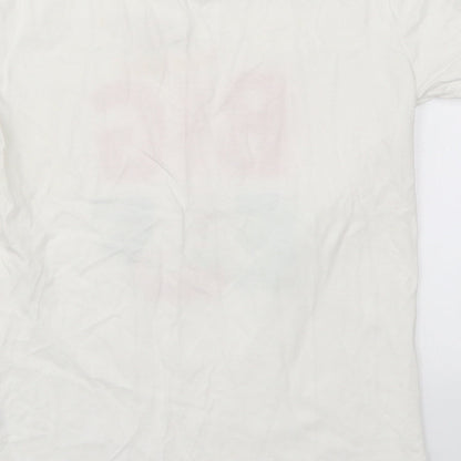 Made By Elves Boys White  Cotton Basic T-Shirt Size 9-10 Years Crew Neck Pullover - Big Elf